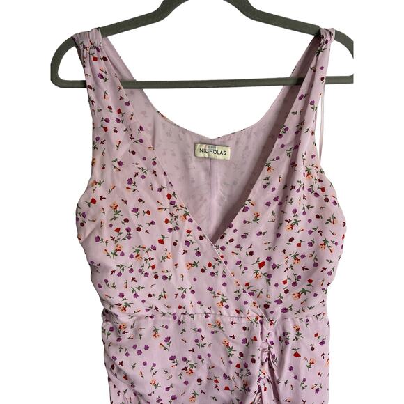 Nicholas Drape Front Sheath Silk Dress Ruched Asymmetrical Floral Lighweight US8 - Picture 6 of 12